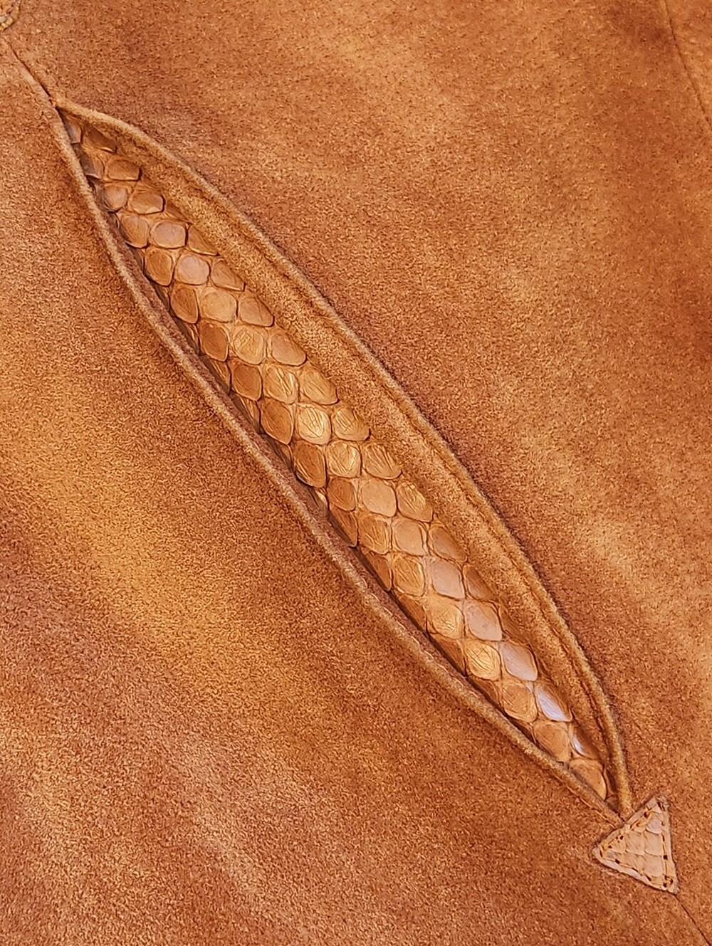 Vintage 70s Silton Blazer Men's 42Long Cognac Brown Suede Snake Embossed Western - Picture 14 of 16